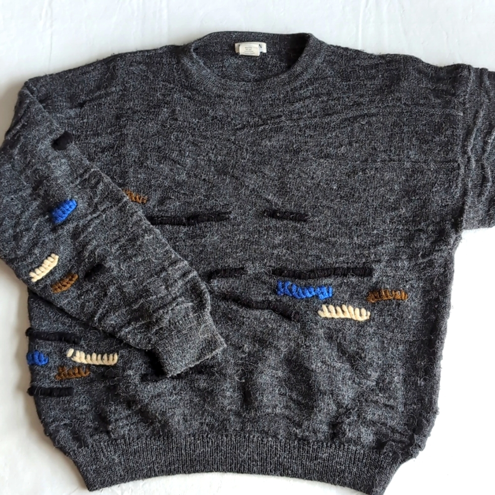 Vintage Nani Bon of Italy Unique 3D Long Sleeve Wool Sweater Men's Size XL
